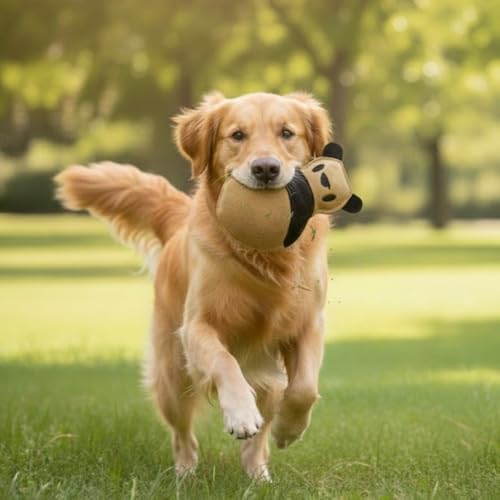 Natural Suede Leather Dog Chew Toy, Panda Shape Interactive Pet Toy for Adult Dogs and Puppies, Durable Design for Daily Chewing, Tug Play and Indoor Training Use
