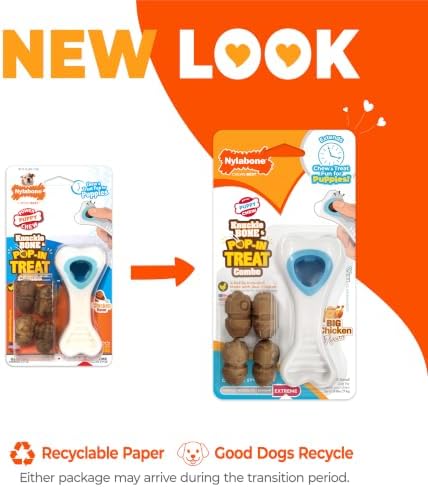 Nylabone Puppy Chew Knuckle Bone & Pop-In Treat Toy for Puppies, X-Small