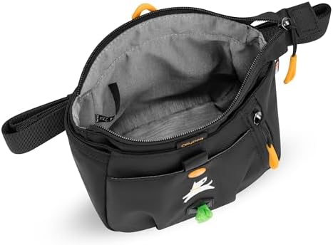 OllyDog Backcountry Day Bag | Hands-Free Dog Training Treat Pouch | Fanny/Hip Pack with Zipper Closure & Built-in Poop Bag Dispenser | Removable Waist Clip (Raven S'25)
