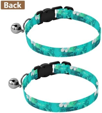 Tropical Hibiscus Flowers Teal Easy to Wear Kitten Collars 2 Pack Collar for Kitten