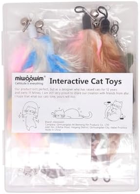 miwoowim 12 Pack Cat Wand Toy Refills with Bells, Teaser Toys Replacement