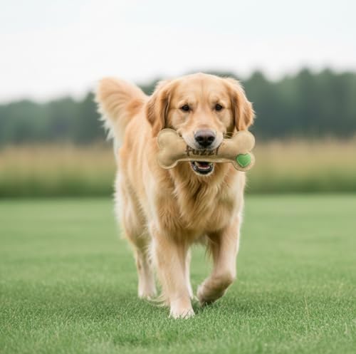 Fuzzl Large Leather Bone Dog Toy Natural and Tough Dog Toys - Long Lasting Chew Toys for Aggressive Chewers - Strong Dog Toy for Dogs and Puppy
