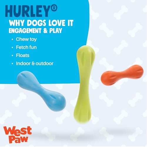 WEST PAW Zogoflex Hurley Dog Bone Chew Toy – Floatable Pet Toys for Aggressive Chewers, Catch, Fetch – Bright-Colored Bones for Dogs – Recyclable, Dishwasher-Safe, Non-Toxic, Small, Tangerine