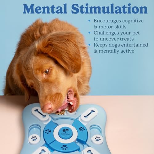 Dog Puzzle Food Feeder | Level 3 IQ Training Toy for Small/Medium/Large Dogs | Mental Enrichment & Aggressive Chewer Gift | Interactive Treat Puzzle -Blue