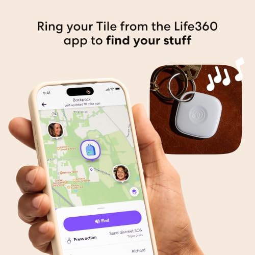 Life360 Tile - Bluetooth Tracker, Keys Finder and Item Locator for Keys, Bags and More. Phone Finder. Both iOS and Android Compatible. 1-Pack (White)