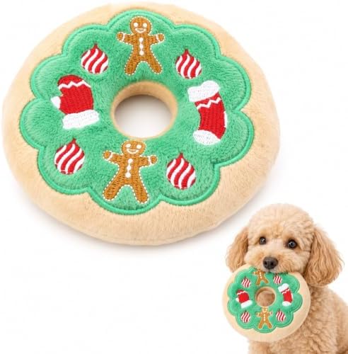 Doughnut Dog Squeak Toy, 1 Pack (Green)