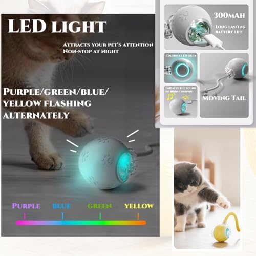 Interactive Cat Toys Balls, Chirping & Motion Activate Cat Toys（B Blue）