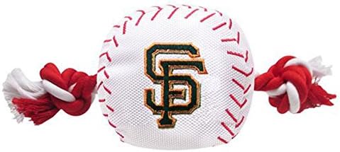Pets First MLB San Francisco GiantsBaseball Rope Toy for Dogs & Cats. Tough Nylon, Sporty Baseball Design, Heavy-Duty Ropes with Inner Squeaker