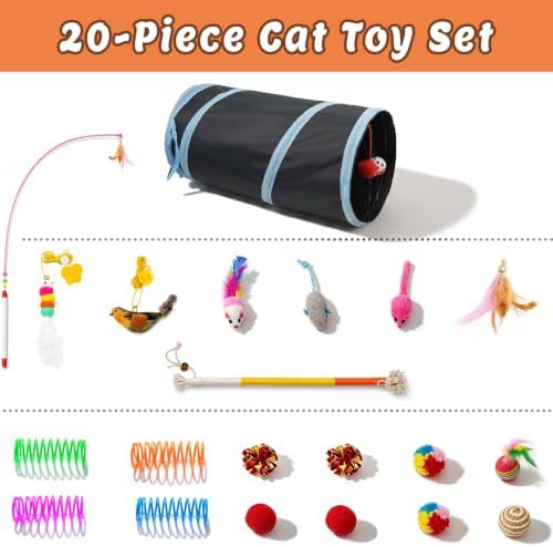 20 Pcs Interactive Cat Toys for Indoor Cats, Rechargeable Kitten Toys