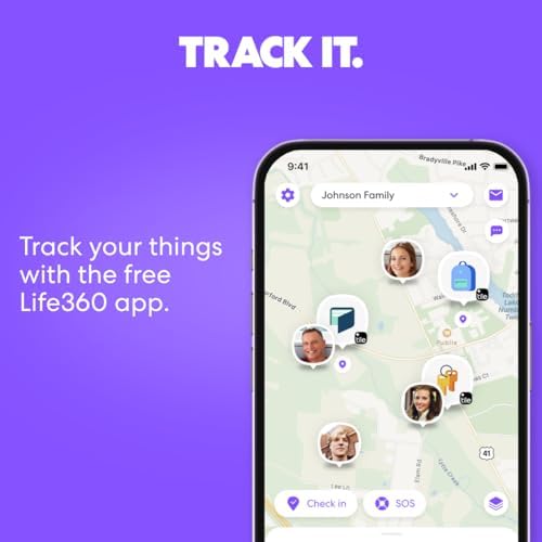 Life360 Tile - Bluetooth Tracker, Keys Finder and Item Locator for Keys, Bags and More. Phone Finder. Both iOS and Android Compatible. 1-Pack (Midnight)