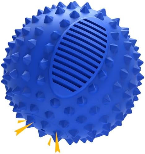 petizer 4" Squeaky Dog Balls for Aggressive Chewers, Durable Interactive Spiky Ball for Teething, Indestructible Rubber Dog Chew Toys, Tough Pet Toys for Small, Medium & Large Breeds