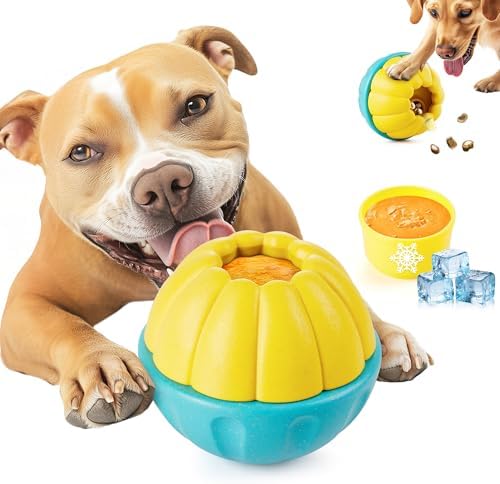 Potaroma Dog Toys Treat Dispenser Ball, Freezable Slow Feeder Puzzle Chew