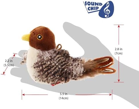 GiGwi Interactive Cat Toys Squeaky, Stimulated Chirping Bird Toy Making Noise,Automatic Chirp Bird Cat Toy with Feather Tail, Melody Chaser Play and Squeak Kitten Toy for Boredom