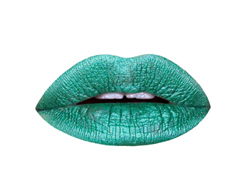 Aromi Green Metallic Liquid Lipstick | Turquoise Teal-Green Lip Color with Shimmery Finish, Vegan, Cruelty-free, Long-lasting, Smudge Proof, Handmade (Mermaid Tail)