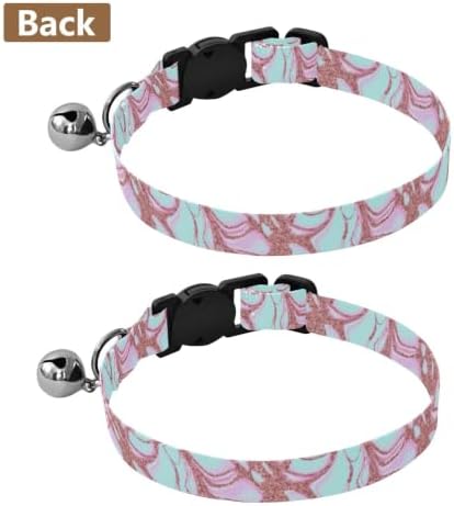 Marble Pastel Soft Cat Collar, 2 Pack Decorative Pet Collar with Bell