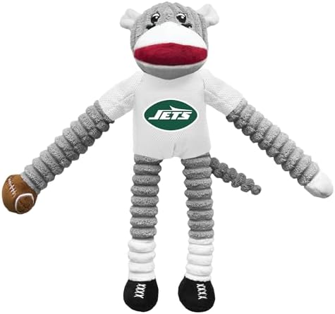 Littlearth NFL New York Jets Team Sock Monkey Pet Toy - Officially Licensed Teams