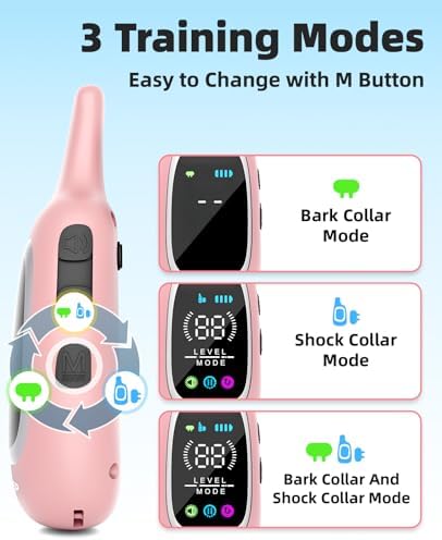 2-in-1 Dog Shock Collar and Bark Collar for Dogs – 3300FT Dog Training Collar with Remote, IP67 Waterproof e Collar with Anti-Bark/Beep/Vibration/Shock Modes for Small Medium Large Dog(8-120Lbs)