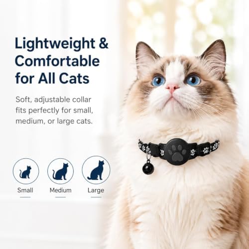 Cat GPS Tracker Collar, Waterproof, Find My Compatible, No Monthly Fee
