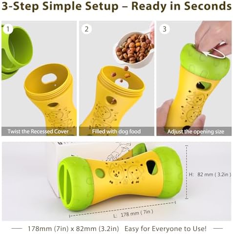 Treat Dispensing Dog Puzzle Toy, Interactive Dog Toys, Yellow