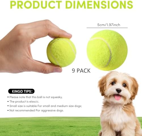 9 Pack 2 Inch Mini Tennis Balls for Small Dogs, Interactive Dog Toys for Fetch Training & Exercise, Fits 2-Inch Dog Ball Launchers