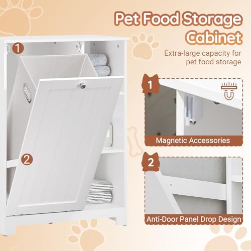 Tilt-Out Dog Food Storage Cabinet, Multi Size, White