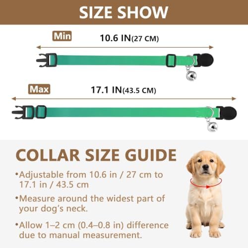 Green Gradient Easy to Clean Cat Collars 2 Pack Pet Collars for Cats