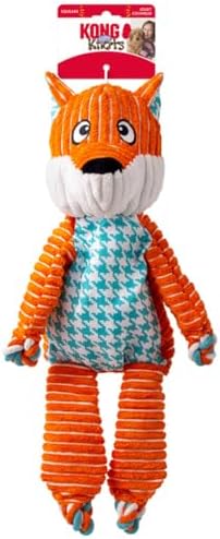 KONG Floppy Knots - Durable No‑Stuffing Squeaky Rope & Plush Dog Toy - for Teething, Playing (Fox, Extra Large)
