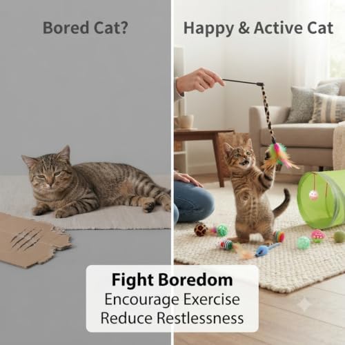 Cat Toys Variety Pack for Indoor Cats, 21PCS Interactive Kitten Toys Set with Collapsible Cat Tunnel, Feather Teaser Wand, Plush Mice, Balls & Cat Toys for Kittens and Adult Cats