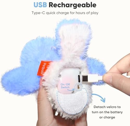 Petbobi Flappy Bird Cat Toy - Realistic Interactive Cat Toy with Sparrow Bird Chirp Tweet Flapping Wings (Non-Flying Design), Rechargeable Motion-Activated Catnip Toys for All Breeds Kittens, Blue