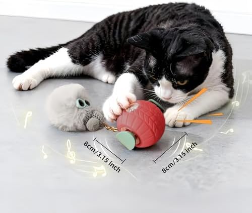 Nicbeypole Intelligent pet Toy Ball, Used for Interactive Chasing of Cats or Dogs, with Battery Display on the Screen, can be remotely Turned Off, Equipped with Bird Songs, self Entertainment (Rad)