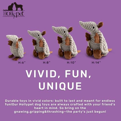 Hollypet Armadillo Squeaky Puppy Dog Toys for Small Medium Dogs, 8"