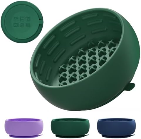 Deep Green Slow Feeder Dog Bowl for Large Breed & Puppies - Prevents Bloat & Improves Digestion - Non-Slip Dog Puzzle Toy with Suction, Made of Food-Grade Silicone(Only for Small Dogs)