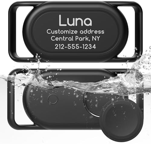 Personalized Dog Collar Holder(2 Pack) for Galaxy Smarttag2,Customized with Name and Phone Number for Pet Cat,Waterproof Silicone Protective Cover Case Accessory for Samsung Galaxy Smart tag2 (Black)