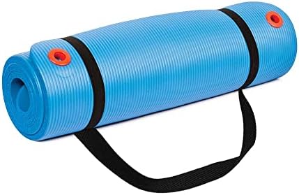 Body Sport 1/2 Inch Non-Slip Exercise Mat with Carry Strap for Men & Women - Thick Foam Surface for Yoga, Pilates, Fitness, and Aerobics - Home & Gym Workouts
