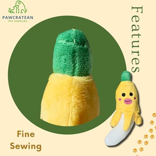 7" Squeaky Plush Toy for Puppies Small Dogs Self Etertainment Washable Soft Made [PET ONLY] (Banana)