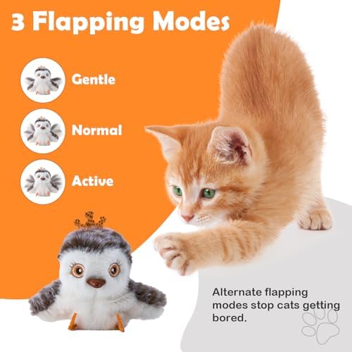 Interactive Flappy Bird Cat Toy – Sandpiper with Flapping & Chirping Sounds, Indoor Play & Exercise Toy for Cats (Does Not Fly)