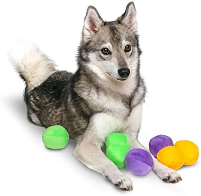 Midlee Squeaky and Crinkley 3 1/2" Plush Dog Balls, Set of 8