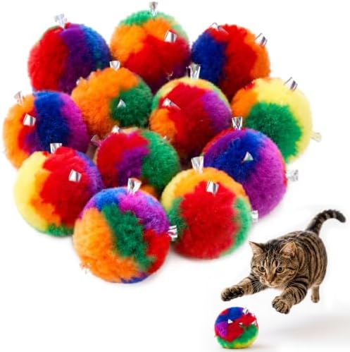 Deekin 20 Pcs Cat Crinkle Toys 3.15 Inch Large Pom Pom Balls for Cats