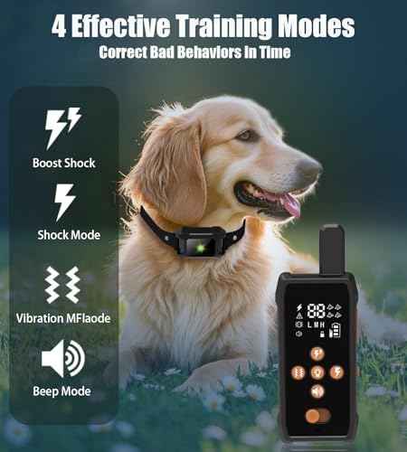 Dog Training Collar with Remote 4200FT 3 Dogs - Shock Collar for Barking Control, 4 Modes(Beep/Vibe/Static), IPX7 Waterproof for Swimming, 30-Day Rechargeable Battery, Adjustable for Small to XL Dogs