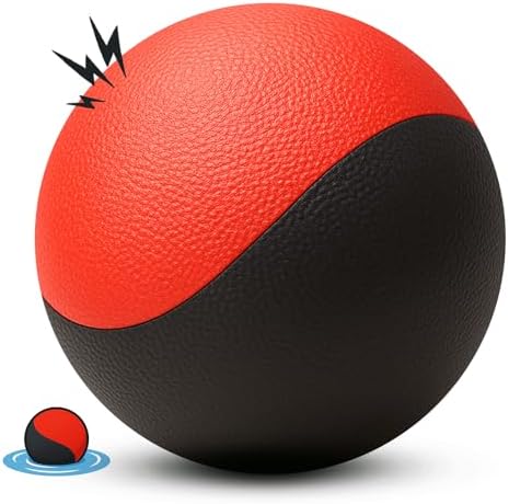 Squeaky Dog Toy – Durable Rubber Dog Ball for Medium & Large Dogs, Tough Interactive Fetch Toy for Chewers, Outdoor Training & Play Ball, Floating Water Play Gift.Red Black