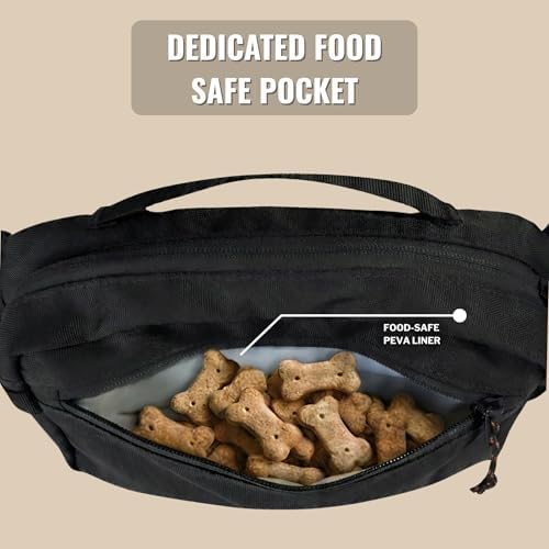 Crossbody Dog Walking Bag, Treat Pouch & Poop Bag Holder, Charcoal Black