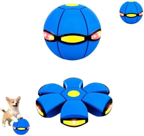 Magic Bouncing Ball, Pop Up Balls, Flying Saucer Ball Toy with 6 - Lights, Durable Material Supports Repeated Indoor/Outdoor Family and Pet Play (Blue)