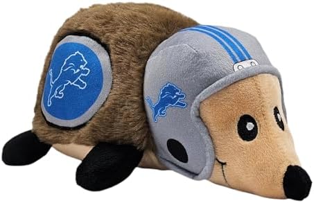 NFL Detroit Lions Plush Hedgehog Toy for Dogs & Cats, Cool Soft Pet Toy for Fun and Interactive Play, Dog Chew Toy with Squeaker, Licensed Hot Pet Toy