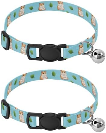 Cute Cartoon Hamsters Kitten Bell Collar 2 Pack Pet Collars Adjustable 10.6 to 17.1 Inches