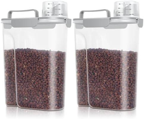TBMax Dog Cat Food Storage Containers 2 Pack 10 Lbs to 14 Lbs Airtight Pet Food Container Dispenser Bird Seed Container with Large Spout & Portable Handle, Travel Dog Treat Cat Food Storage Bin