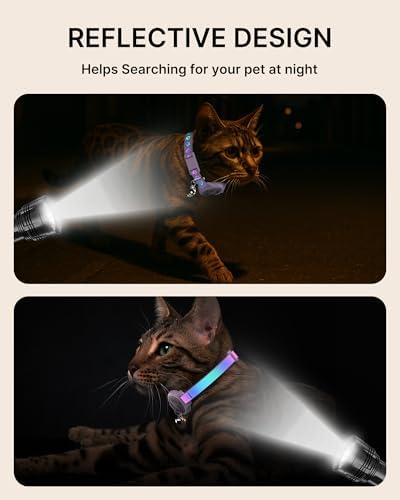 Airtag Cat Collar Breakaway, 2 Pack Cat Collar with Apple Airtag Holder | Reflective Waterproof Cat Collar with Bell, Easy Tracker with Airtag Collar, Adjustable 8-12In Lightweight & Comfortable