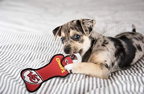 Pets First NFL Kansas City Chiefs Dental Dog TUG Toy with Squeaker. Tough PET Toy for Healthy Fun, Teething & Cleaning Pet's Teeth & Gum., Team Color, one Size (KCC-3310)