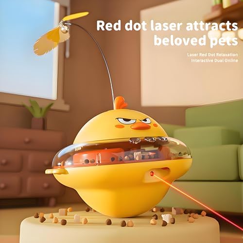 Interactive Cat Toy for Indoor Cats with Laser, Feather & Treat Dispenser