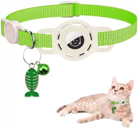 Glow AirTag Cat Collar, Breakaway Reflective Adjustable Kitten Collar