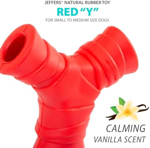 Jeffers Pet Natural Rubber Dog Chew Toy – Red Y, Medium - Vanilla Scented, Durable, Non-Toxic, Dishwasher Safe, Interactive Fetch & Tug Toy - Perfect for Training Medium Chewers